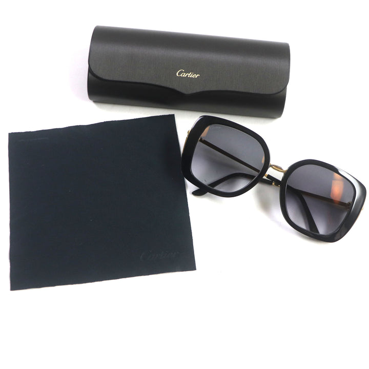 良品▼Cartier カルティエ CT0246S 001 トリニティ ロゴ入り サングラス ブラック ゴールド 54□20 140 ケース付き フランス製 メンズ