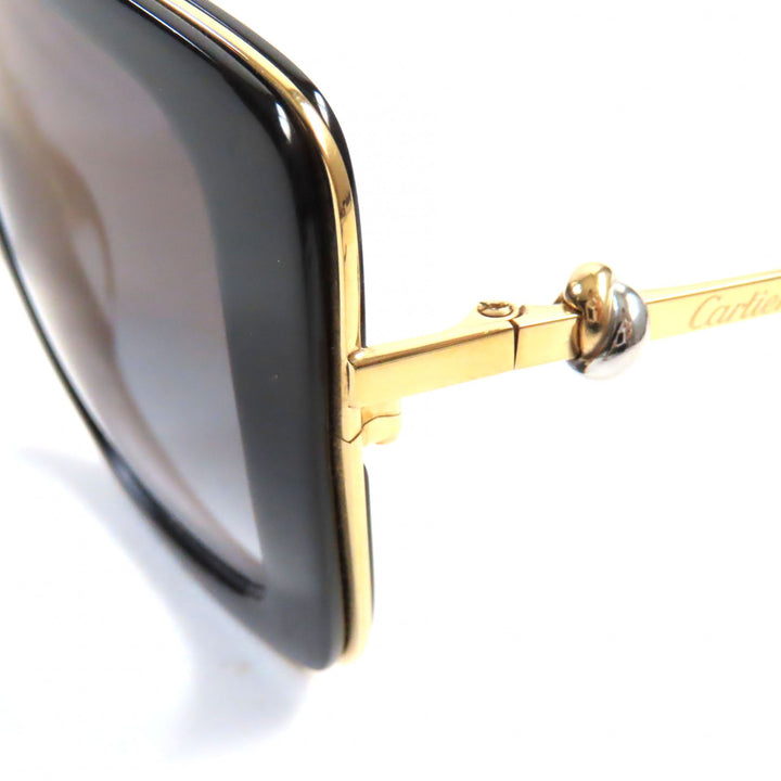 良品▼Cartier カルティエ CT0246S 001 トリニティ ロゴ入り サングラス ブラック ゴールド 54□20 140 ケース付き フランス製 メンズ
