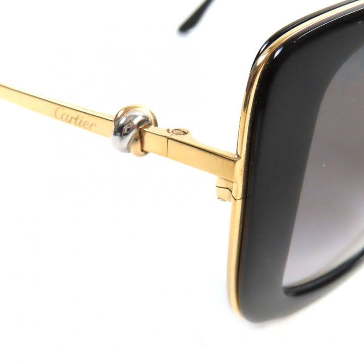 良品▼Cartier カルティエ CT0246S 001 トリニティ ロゴ入り サングラス ブラック ゴールド 54□20 140 ケース付き フランス製 メンズ