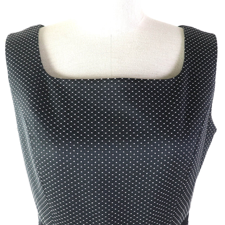 極美品△Rene ルネ TISSUE ドット柄 リボン付き シルク混 ノースリーブ バルーン ワンピース ブラック 36 日本製 正規品 レディース