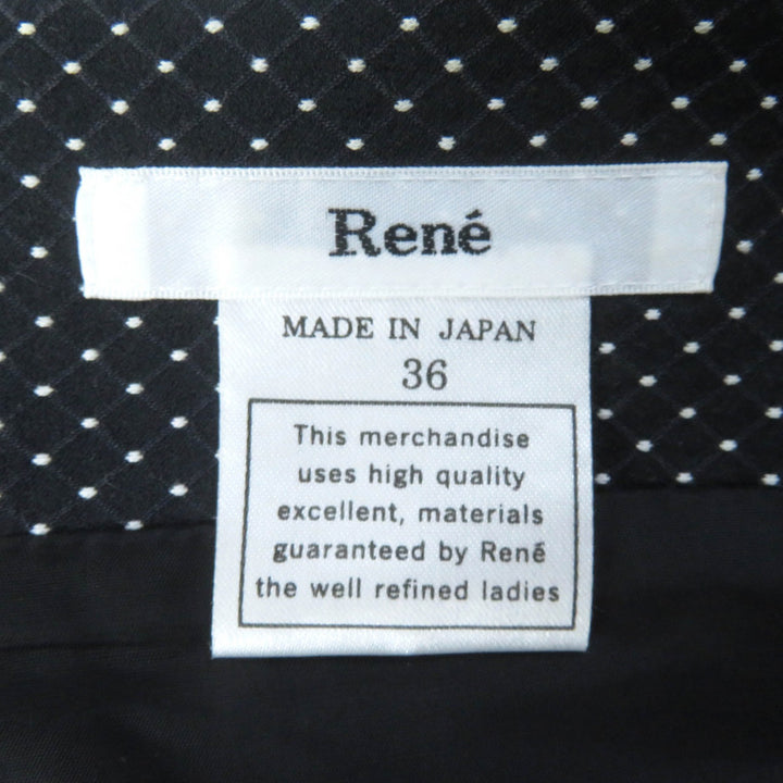 極美品△Rene ルネ TISSUE ドット柄 リボン付き シルク混 ノースリーブ バルーン ワンピース ブラック 36 日本製 正規品 レディース