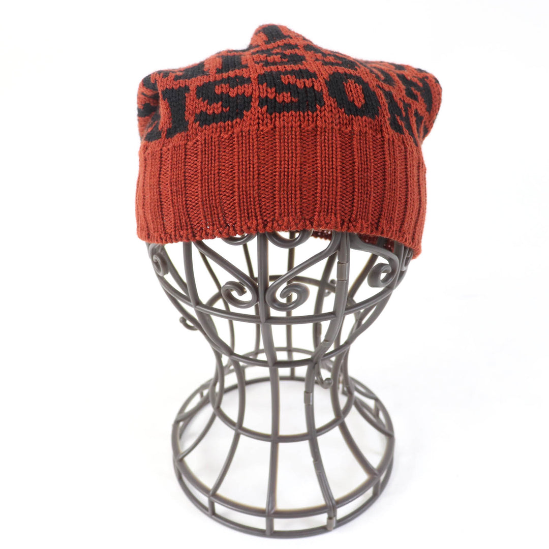極美品☆Missoni ミッソーニ ウール100％ ロゴ入り ニット帽子 ニットキャップ ブラウン ブラック イタリア製 正規品 レディース