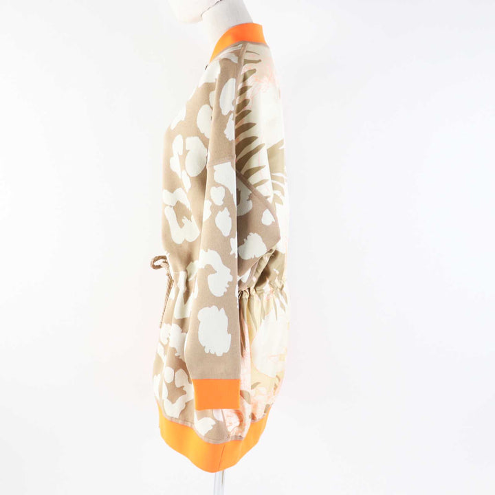 未使用品◎HERMES エルメス 2H2816DR JUNGLE LOVE ジャングルラブ シルク100％ ドローコード付 ロング丈 ジャケット ベージュ オレンジ 34
