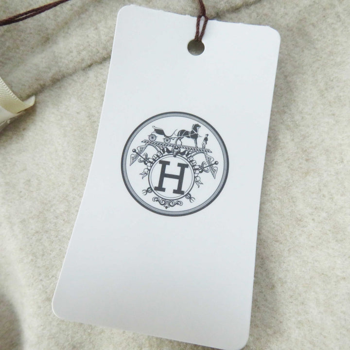 未使用品◎HERMES エルメス 3E0223DZ カシミヤ100％ シルバー金具 ラムレザー使い ロング丈 ジレ／ベスト ベージュ 36 正規品 レディース