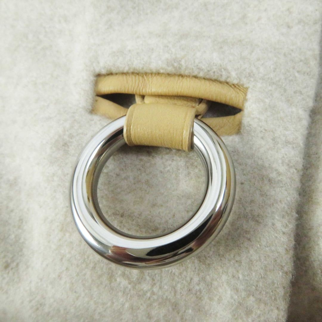 未使用品◎HERMES エルメス 3E0223DZ カシミヤ100％ シルバー金具 ラムレザー使い ロング丈 ジレ／ベスト ベージュ 36 正規品 レディース
