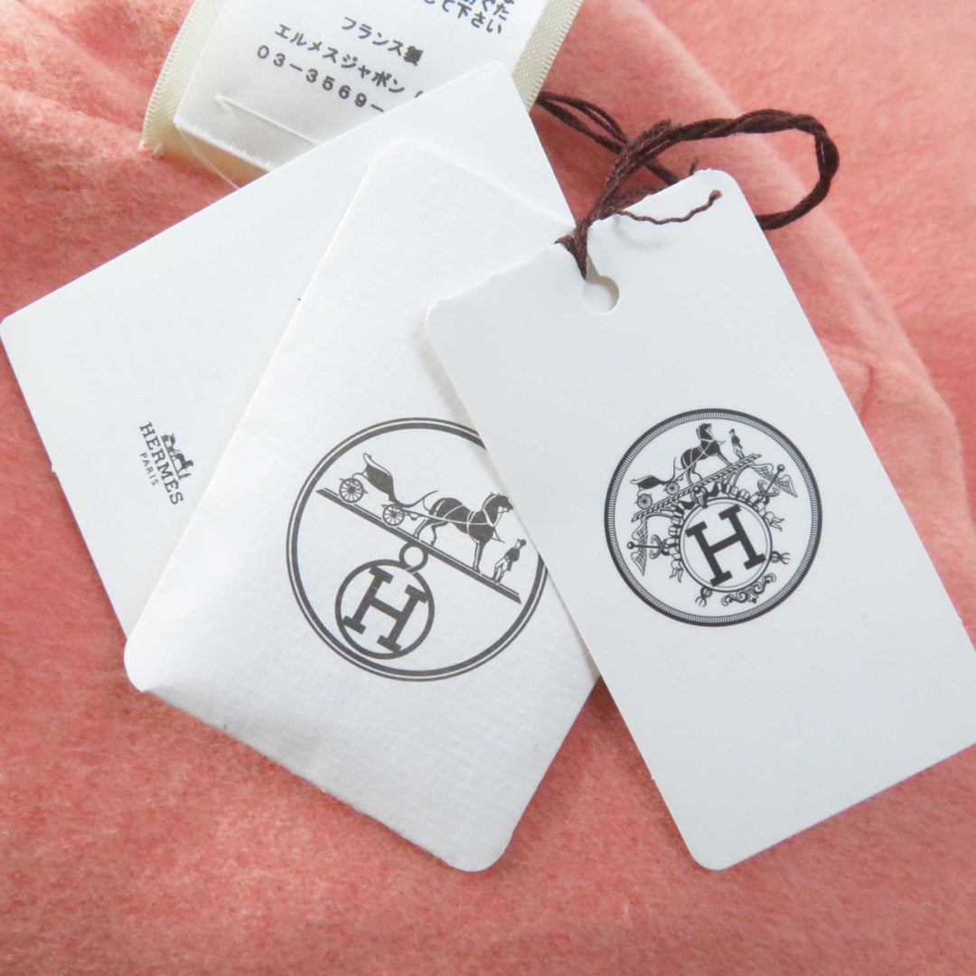 未使用品◎HERMES エルメス 22年製 2H0122DB ベビーカシミヤ100％ ベルト付き ダブルフェイス ノーカラー 比翼コート ピンク 34 正規品