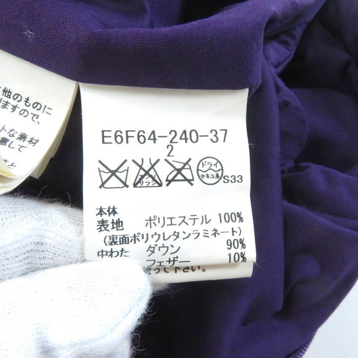 美品★バーバリーゴルフ E6F64-240-37 ラクーンファー・ラバーロゴワッペン付 ZIP UP 2way ダウンジャケット パープル 2 正規品