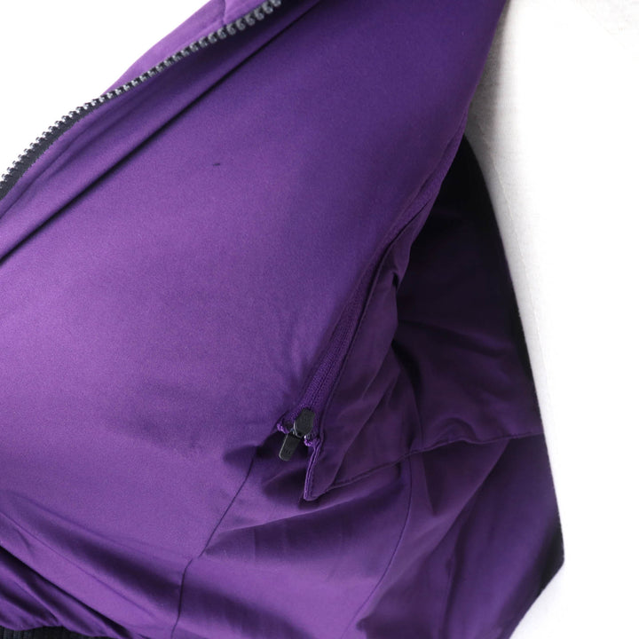 美品★バーバリーゴルフ E6F64-240-37 ラクーンファー・ラバーロゴワッペン付 ZIP UP 2way ダウンジャケット パープル 2 正規品