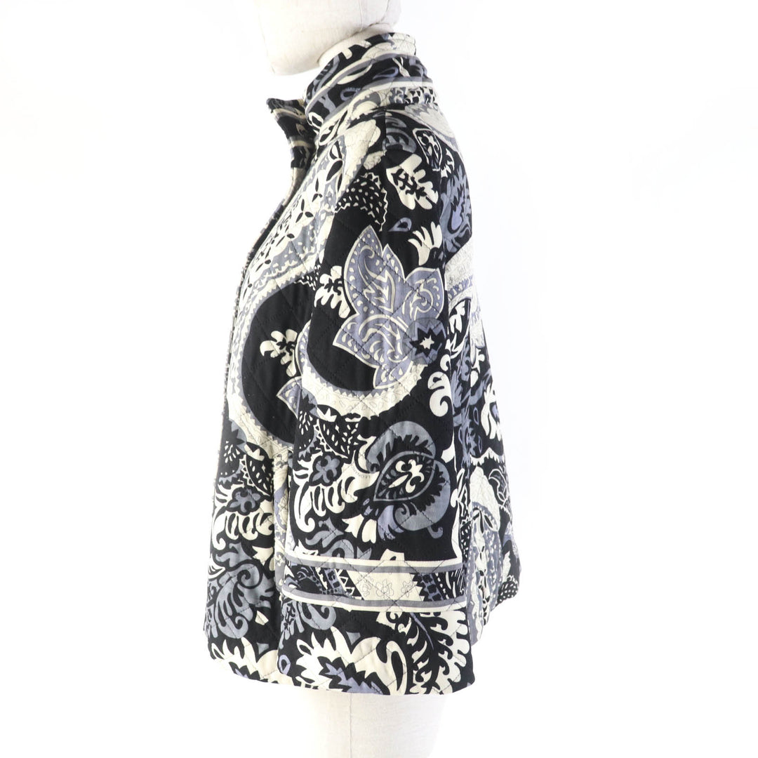 極美品★LEONARD FASHION レオナール ファッション ロゴボタン付 ペイズリー柄 キルティング ジャケット マルチ L 正規品 レディース