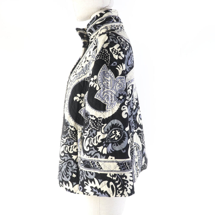 極美品★LEONARD FASHION レオナール ファッション ロゴボタン付 ペイズリー柄 キルティング ジャケット マルチ L 正規品 レディース