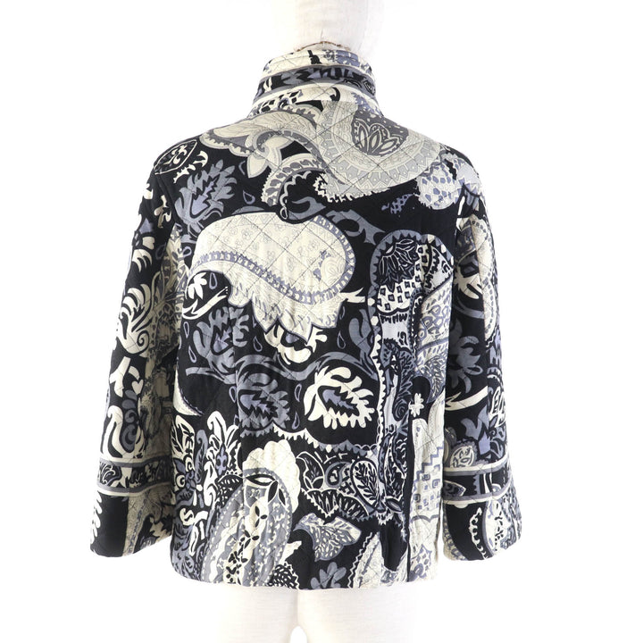 極美品★LEONARD FASHION レオナール ファッション ロゴボタン付 ペイズリー柄 キルティング ジャケット マルチ L 正規品 レディース