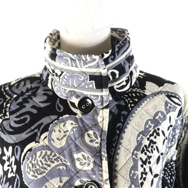 極美品★LEONARD FASHION レオナール ファッション ロゴボタン付 ペイズリー柄 キルティング ジャケット マルチ L 正規品 レディース