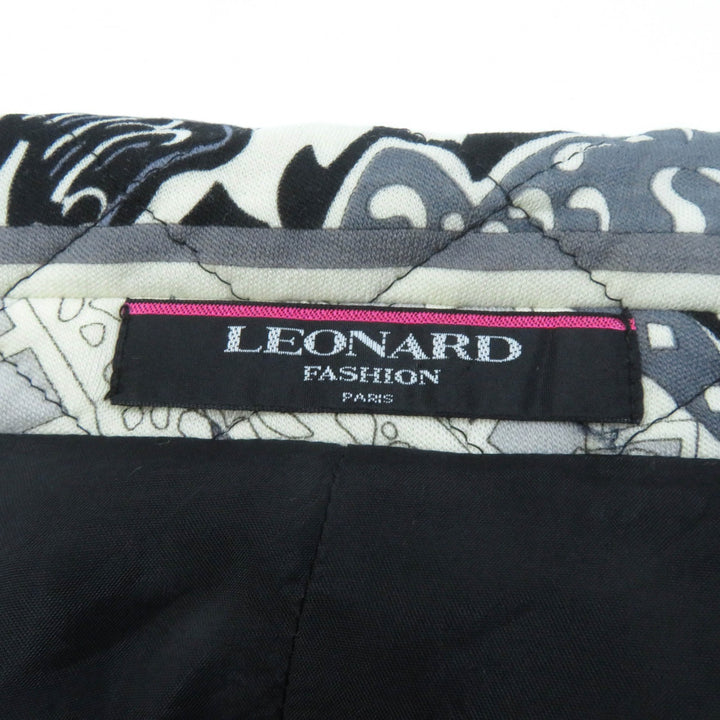 極美品★LEONARD FASHION レオナール ファッション ロゴボタン付 ペイズリー柄 キルティング ジャケット マルチ L 正規品 レディース