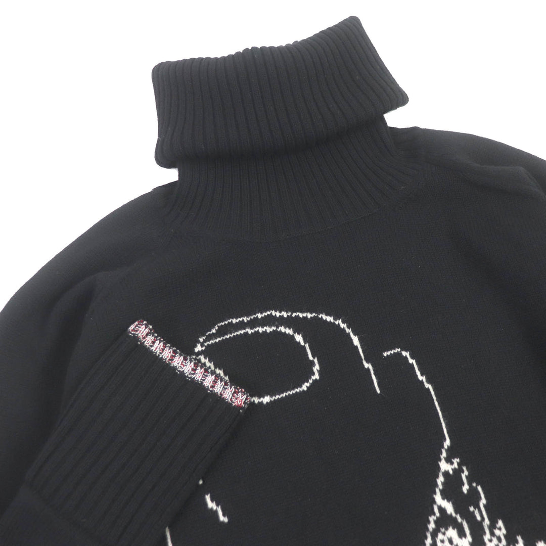 美品□Yohji Yamamoto ヨウジヤマモト 16AW NR-K02-162 ウール コットン ロング丈 タートルネックニット セーター 黒 2 正規品 メンズ