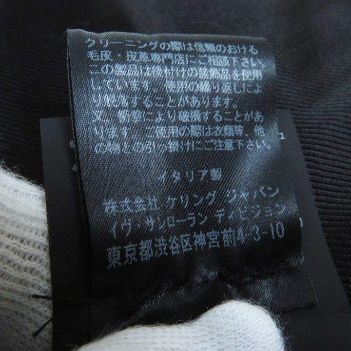 美品◎サンローランパリ 18AW 530735 マルチピンバッジアンドスタッズ モーターサイクルレザージャケット ライダースジャケット 黒 34