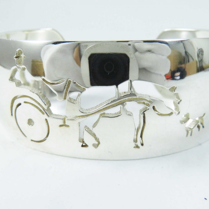 美品◎HERMES エルメス ヴィンテージ カレーシュ 馬車 犬 ブレスレット／バングル シルバー 箱付き レディース
