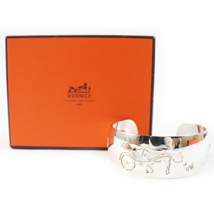 美品◎HERMES エルメス ヴィンテージ カレーシュ 馬車 犬 ブレスレット／バングル シルバー 箱付き レディース