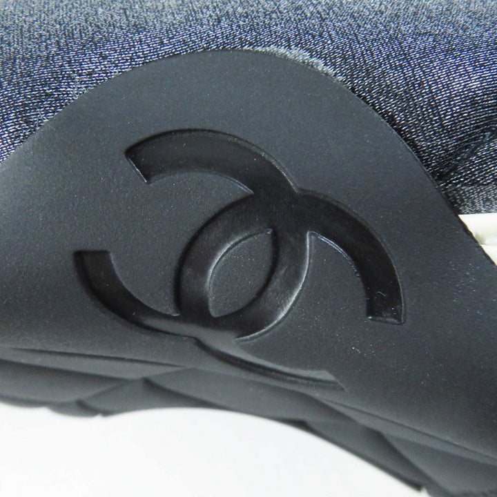 良品◎CHANEL シャネル G33070 ココマーク・ロゴ入り ニットスニーカー／ソックス スニーカー グレー 37.5 箱・保存袋付き レディース