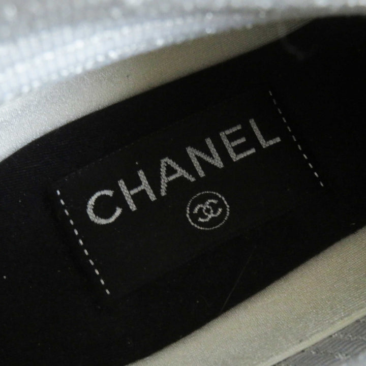 良品◎CHANEL シャネル G33070 ココマーク・ロゴ入り ニットスニーカー／ソックス スニーカー グレー 37.5 箱・保存袋付き レディース