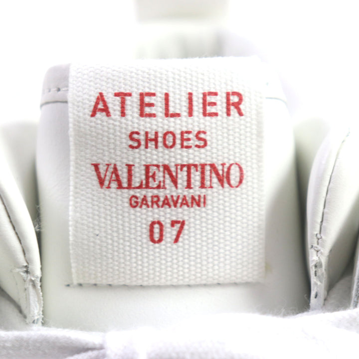 未使用品▼VALENTINO ヴァレンティノ ATELIER アトリエ ロゴ入り レザー ハイカットスニーカー ホワイト レッド 40 保存袋付き メンズ