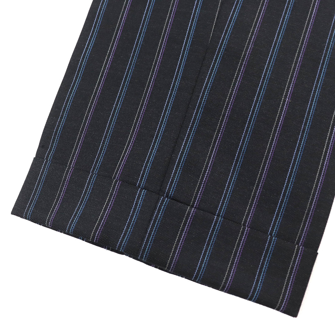 美品△Paul Smith ポールスミス マルチカラーストライプ シングルスーツ セットアップ 裏地ドット柄 ブラック S 日本製 正規品 メンズ