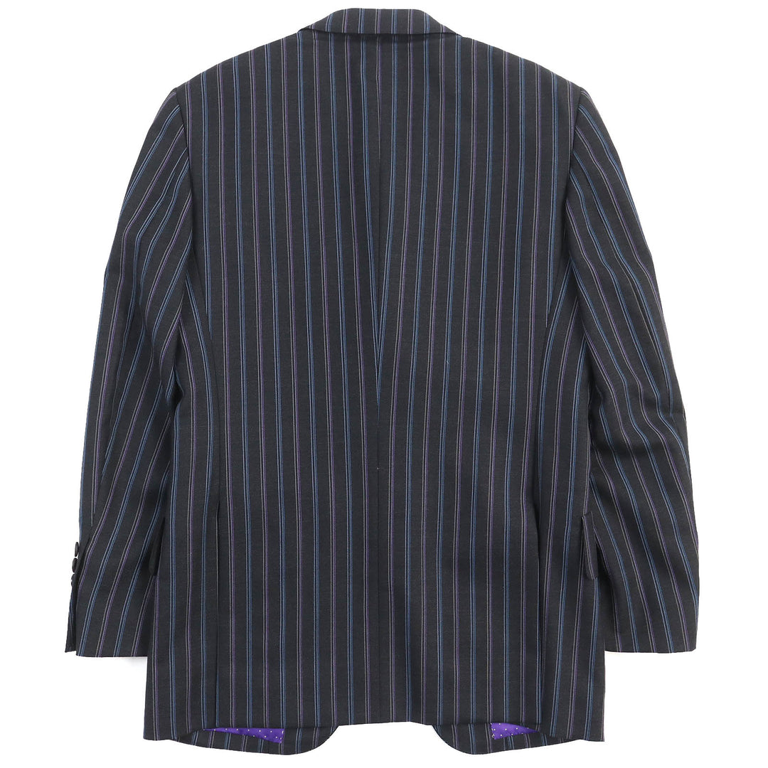 美品△Paul Smith ポールスミス マルチカラーストライプ シングルスーツ セットアップ 裏地ドット柄 ブラック S 日本製 正規品 メンズ