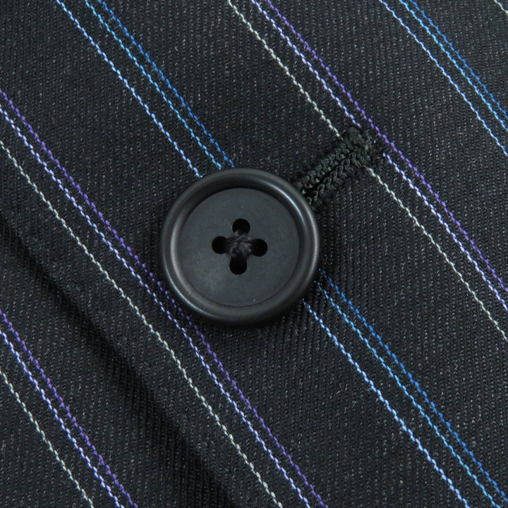 美品△Paul Smith ポールスミス マルチカラーストライプ シングルスーツ セットアップ 裏地ドット柄 ブラック S 日本製 正規品 メンズ