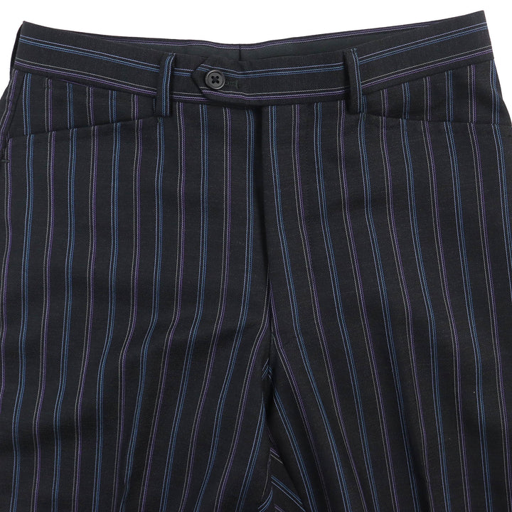 美品△Paul Smith ポールスミス マルチカラーストライプ シングルスーツ セットアップ 裏地ドット柄 ブラック S 日本製 正規品 メンズ