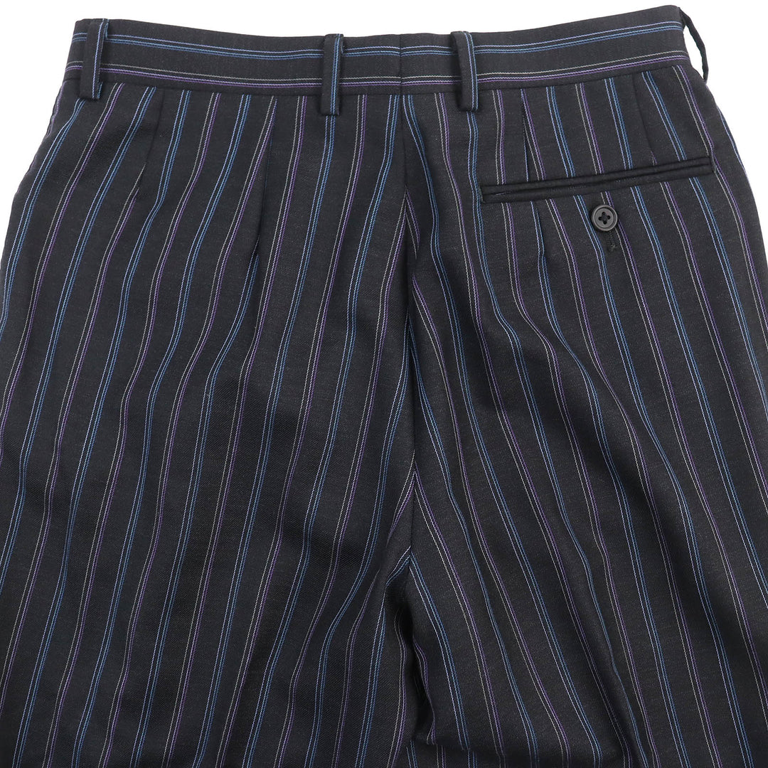 美品△Paul Smith ポールスミス マルチカラーストライプ シングルスーツ セットアップ 裏地ドット柄 ブラック S 日本製 正規品 メンズ