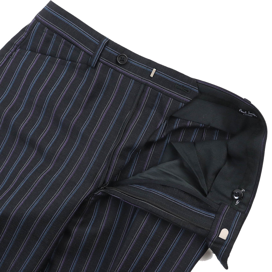 美品△Paul Smith ポールスミス マルチカラーストライプ シングルスーツ セットアップ 裏地ドット柄 ブラック S 日本製 正規品 メンズ
