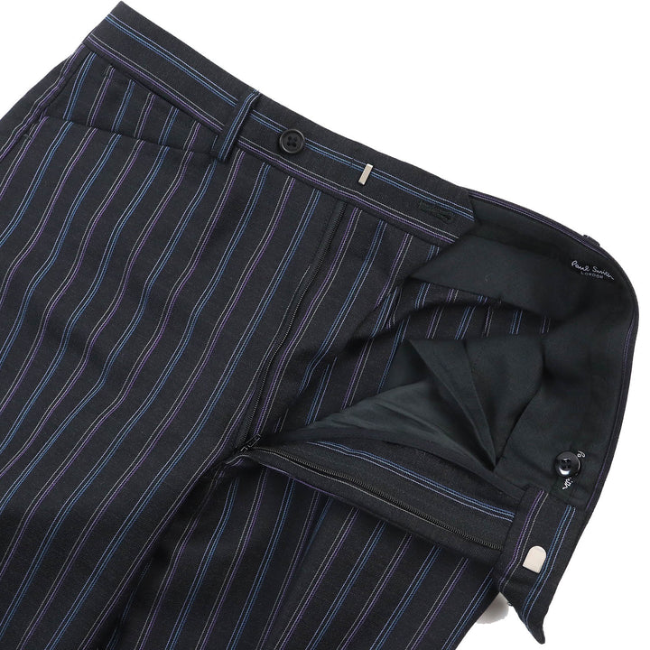 美品△Paul Smith ポールスミス マルチカラーストライプ シングルスーツ セットアップ 裏地ドット柄 ブラック S 日本製 正規品 メンズ