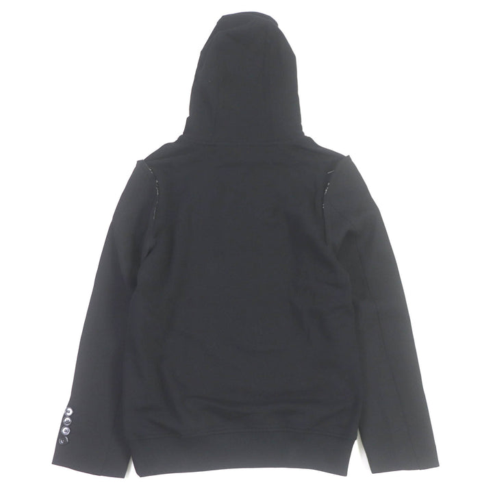未使用品□BURBERRY バーバリー 8040787 コットン 袖切替デザイン プルオーバー フーディー パーカー ブラック XXS イタリア製 正規品