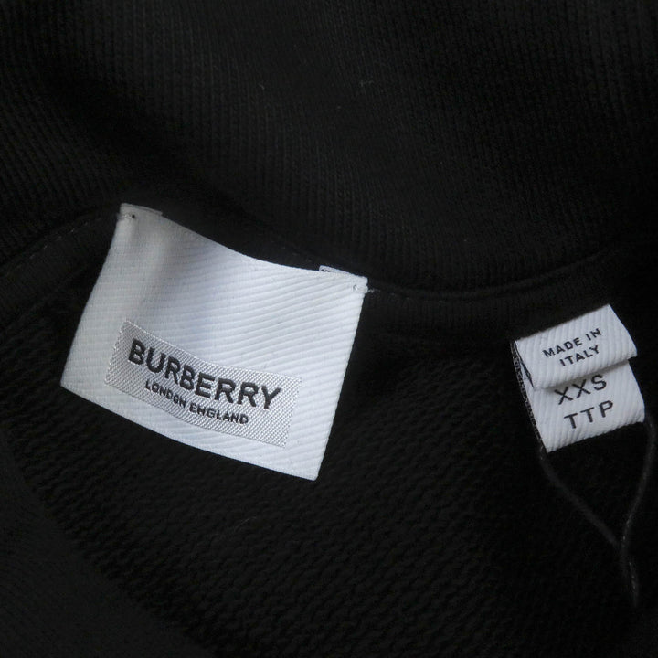 未使用品□BURBERRY バーバリー 8040787 コットン 袖切替デザイン プルオーバー フーディー パーカー ブラック XXS イタリア製 正規品
