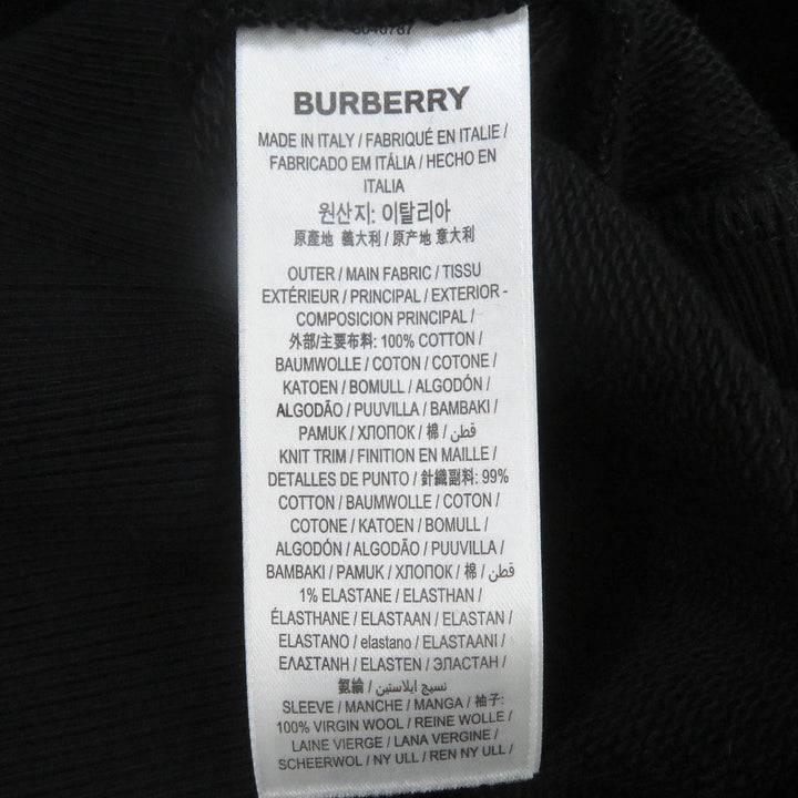 未使用品□BURBERRY バーバリー 8040787 コットン 袖切替デザイン プルオーバー フーディー パーカー ブラック XXS イタリア製 正規品