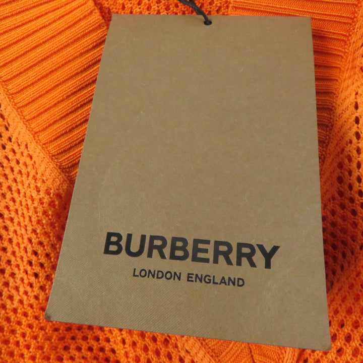 未使用品☆BURBERRY バーバリー 8041344 Vネック 長袖 メッシュ チュニック トップス オレンジ S 正規品 レディース