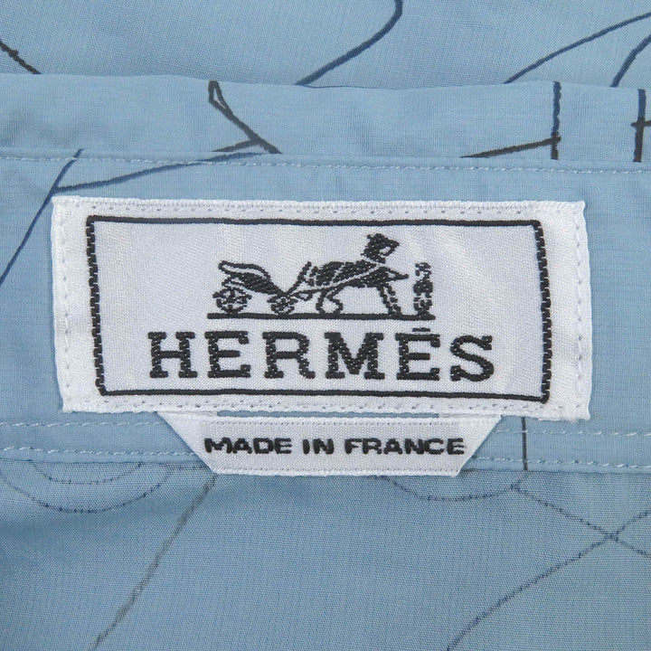 未使用品□HERMES エルメス 24SS Selles en Fragments Finesse セリエボタン スポーティーシャツ シエル・クーヴェル 44 正規品