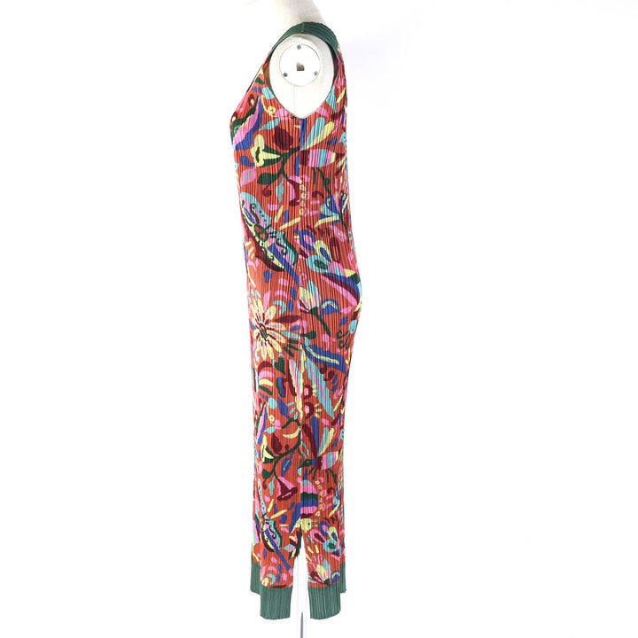 極美品△PLEATS PLEASE プリーツプリーズ イッセイミヤケ PP63-JH585 太陽 孔雀 山羊 アニマル レアプリント ロングワンピース 5 正規品