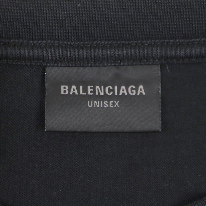 美品▼BALENCIAGA バレンシアガ 22SS 651795 ダメージ加工 ロゴプリント オーバーサイズ 半袖Ｔシャツ ブラック XXS 正規品 メンズ