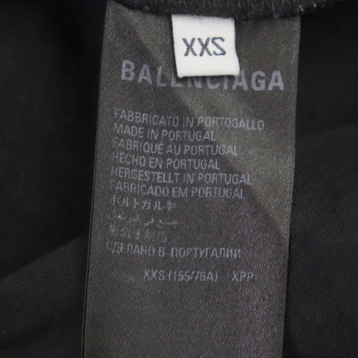 美品▼BALENCIAGA バレンシアガ 22SS 651795 ダメージ加工 ロゴプリント オーバーサイズ 半袖Ｔシャツ ブラック XXS 正規品 メンズ