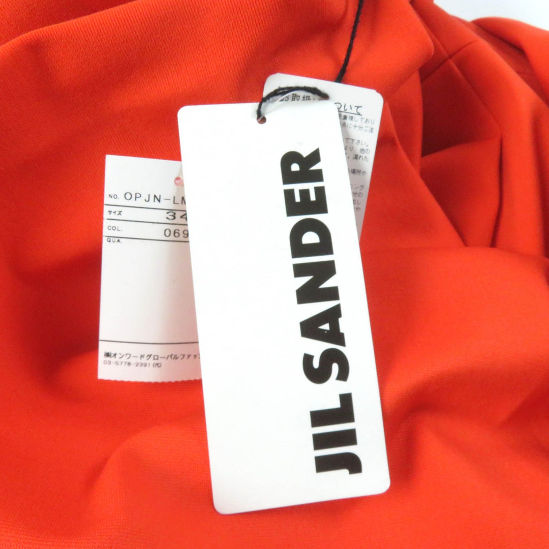 未使用品★JIL SANDER ジルサンダー クルーネック 半袖 ウェストタック ワンピース オレンジ 34 イタリア製 正規品 定価108900円