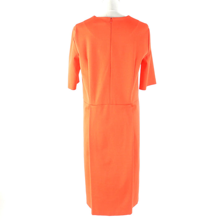 未使用品★JIL SANDER ジルサンダー クルーネック 半袖 ウェストタック ワンピース オレンジ 34 イタリア製 正規品 定価108900円