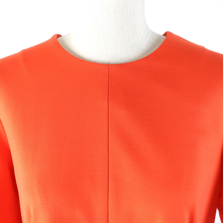 未使用品★JIL SANDER ジルサンダー クルーネック 半袖 ウェストタック ワンピース オレンジ 34 イタリア製 正規品 定価108900円