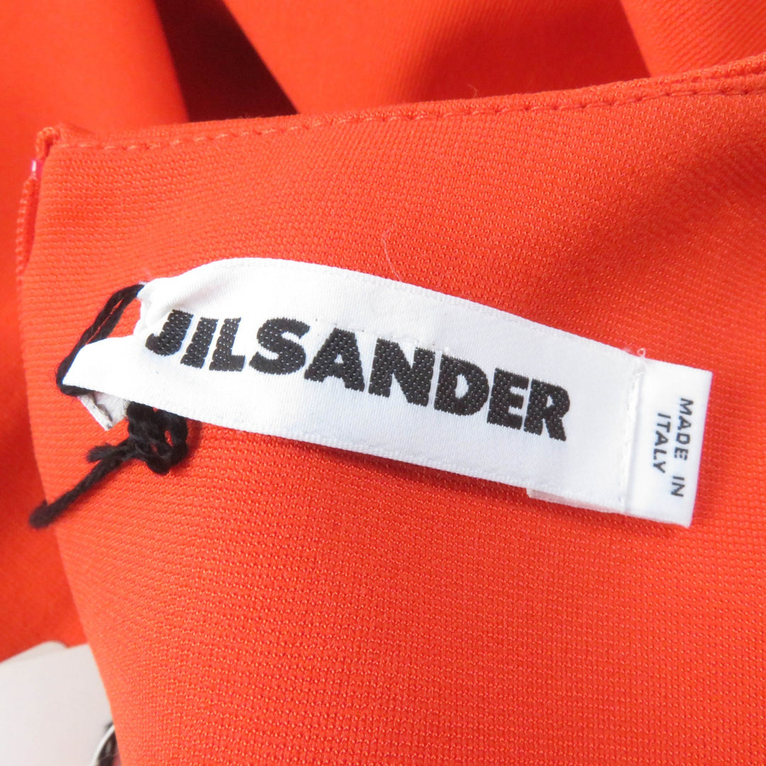 未使用品★JIL SANDER ジルサンダー クルーネック 半袖 ウェストタック ワンピース オレンジ 34 イタリア製 正規品 定価108900円