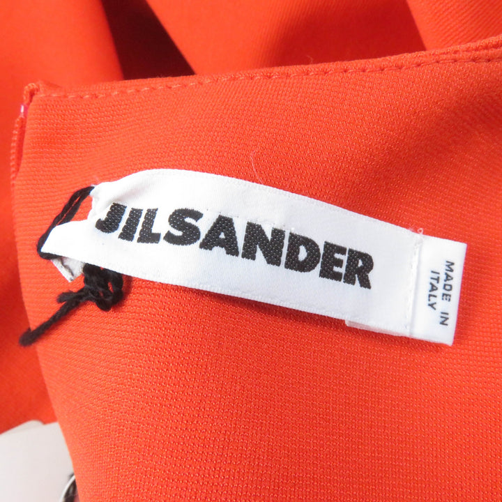 未使用品★JIL SANDER ジルサンダー クルーネック 半袖 ウェストタック ワンピース オレンジ 34 イタリア製 正規品 定価108900円