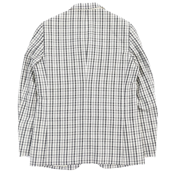 美品△COMME des GARCONS HOMME DEUX コム デ ギャルソン オム ドゥ DC-J056 リネン混 チェック シングル テーラードジャケット L 正規品