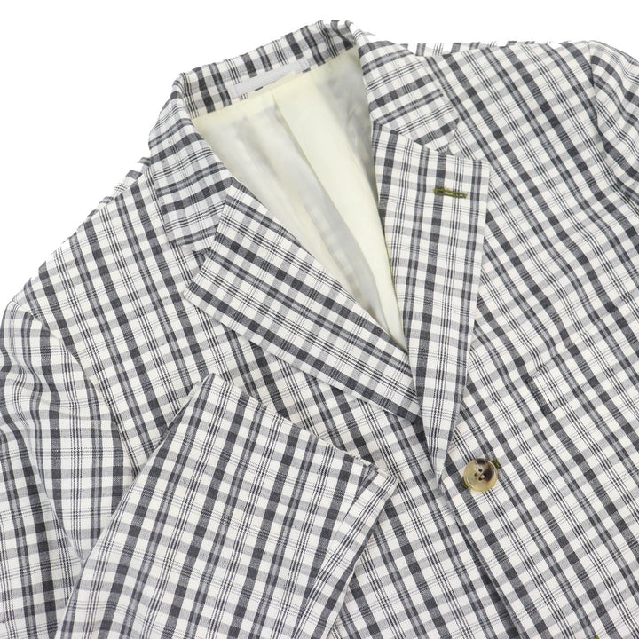 美品△COMME des GARCONS HOMME DEUX コム デ ギャルソン オム ドゥ DC-J056 リネン混 チェック シングル テーラードジャケット L 正規品