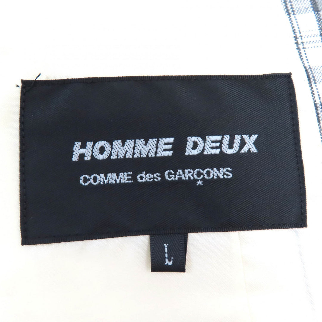 美品△COMME des GARCONS HOMME DEUX コム デ ギャルソン オム ドゥ DC-J056 リネン混 チェック シングル テーラードジャケット L 正規品