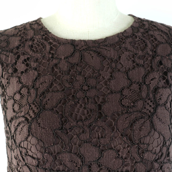 美品☆DOLCE&amp;GABBANA ドルチェ＆ガッバーナ F6NI4T/FLM8Z アンゴラ混 裾プリーツデザイン ノースリーブ ワンピース ブラウン 40 正規品