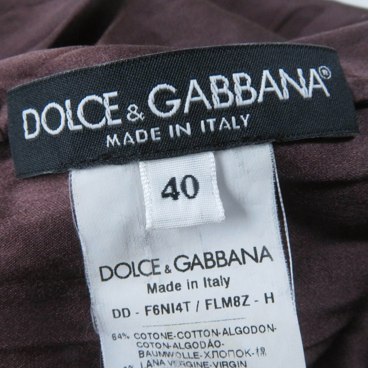 美品☆DOLCE&amp;GABBANA ドルチェ＆ガッバーナ F6NI4T/FLM8Z アンゴラ混 裾プリーツデザイン ノースリーブ ワンピース ブラウン 40 正規品