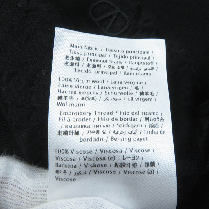 極美品★Valentino ヴァレンチノ 2020年製 ロゴ刺繍入り 花柄レース切替 Vネック 長袖 カーディガン ブラック XS 伊製 正規品 レディース